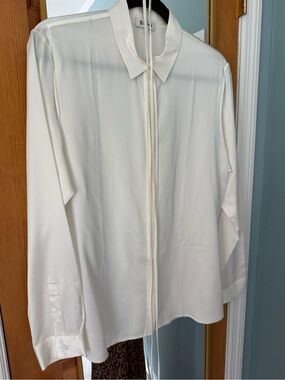 Lily Silk Cream 100% Mulberry Silk Button Shirt with tie